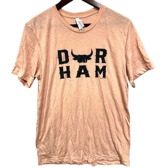 Durham North Carolina Tee Womens M Soft T-Shirt Peach Pink Lightweight Bull City - Picture 1 of 5